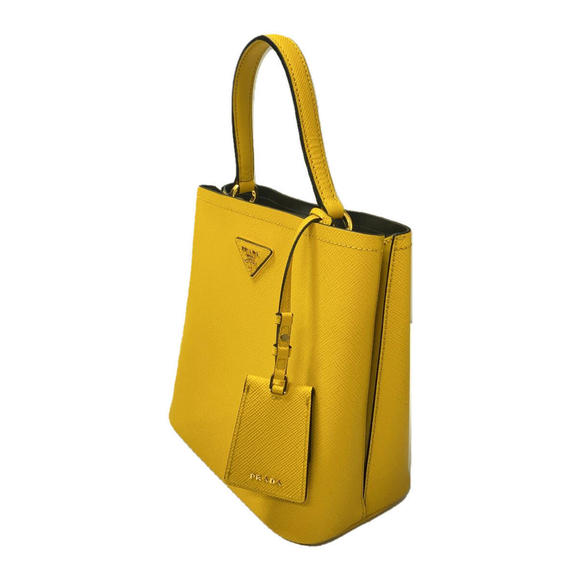 Prada Pannier Saffiano 2way Shoulder Bag Leather Yellow - Picture 2 of 6